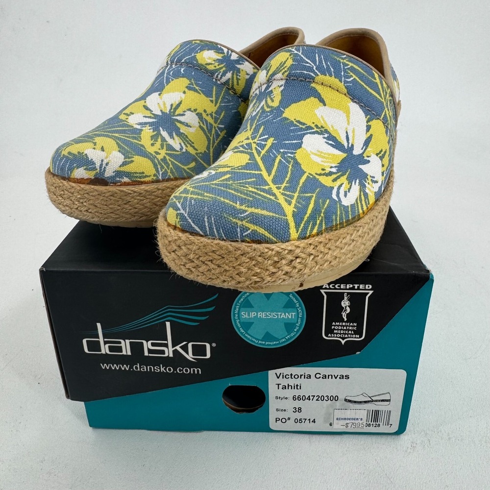 Dansko Victoria Canvas Tahiti Shoes WOMENS Slip On Casual Comfort 7.5-8 EU 38